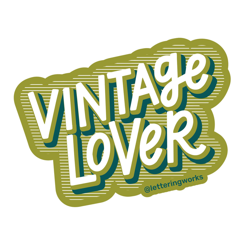 Vintage Lover Lettering Vinyl Sticker