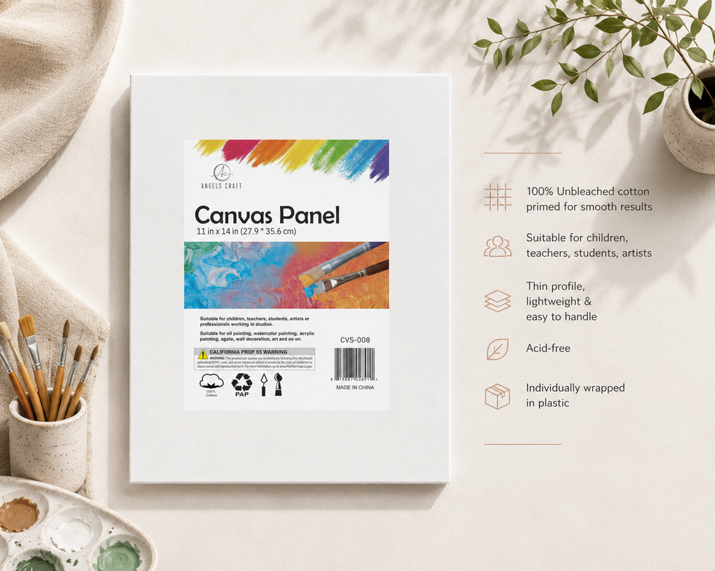 Primed Cotton Canvas Panels for Acrylic & Oil Paint