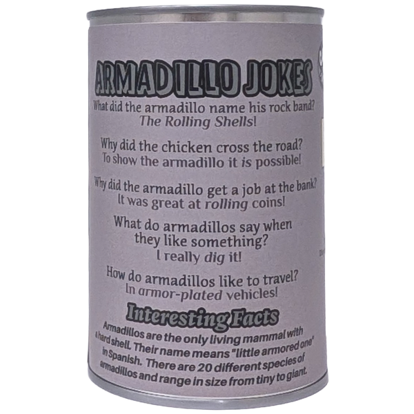 Canned Armadillo | Stuffed Animal Plush w/Funny Jokes on Can