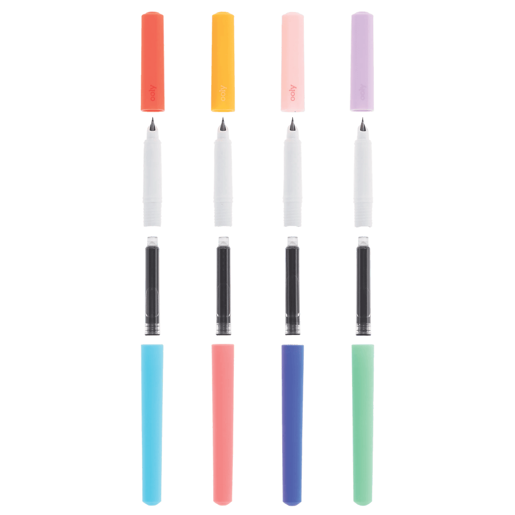 Fab Fountain Pens - Black Ink - Set of 4