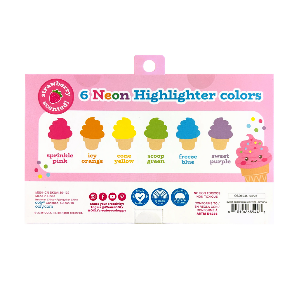 Sweet Scoops Neon Highlighters - Strawberry Scented