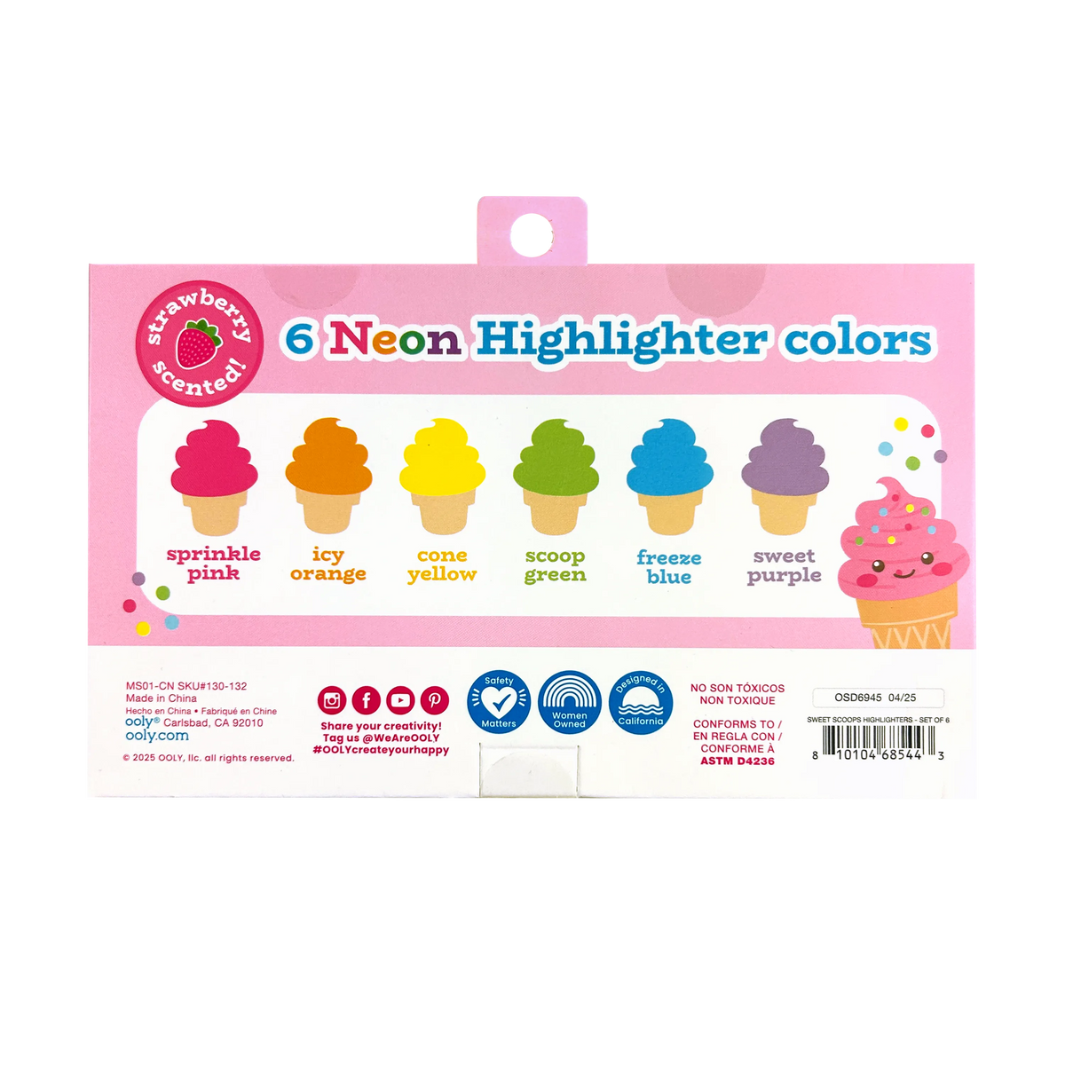 Sweet Scoops Neon Highlighters - Strawberry Scented