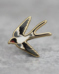 Swallow Bird Nature Sparrow Goth Enamel Pin - Gray/Red