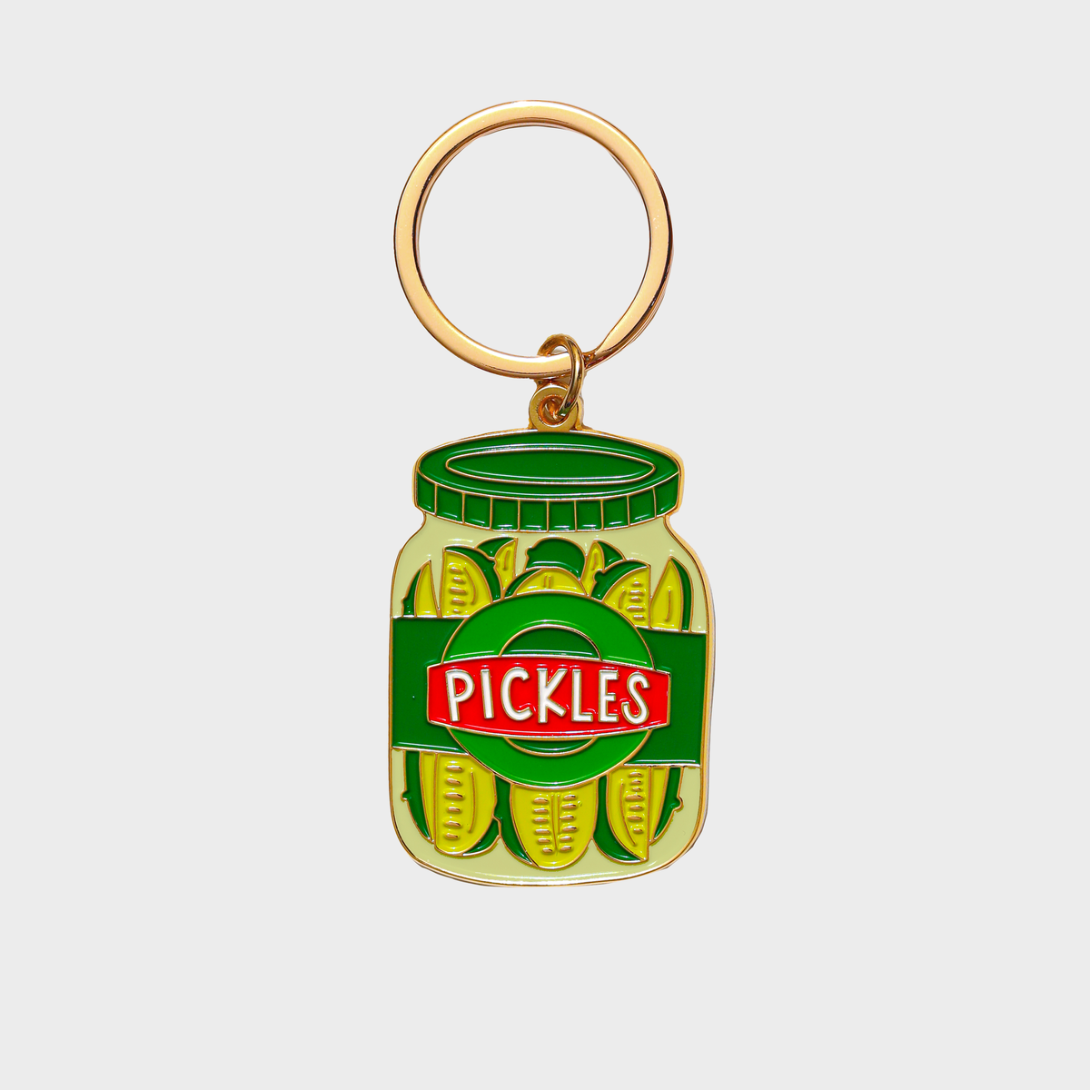 Pickle Jar Enamel Keychain Bag Charm