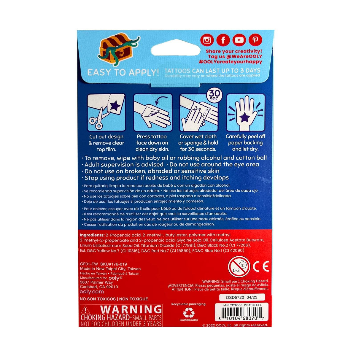Tattoo Palooza Temporary Tattoos - Pirate's Life - 3 Sheets