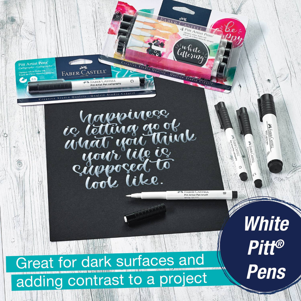 Pitt Artist Pen, #101 White Lettering - Set of 4