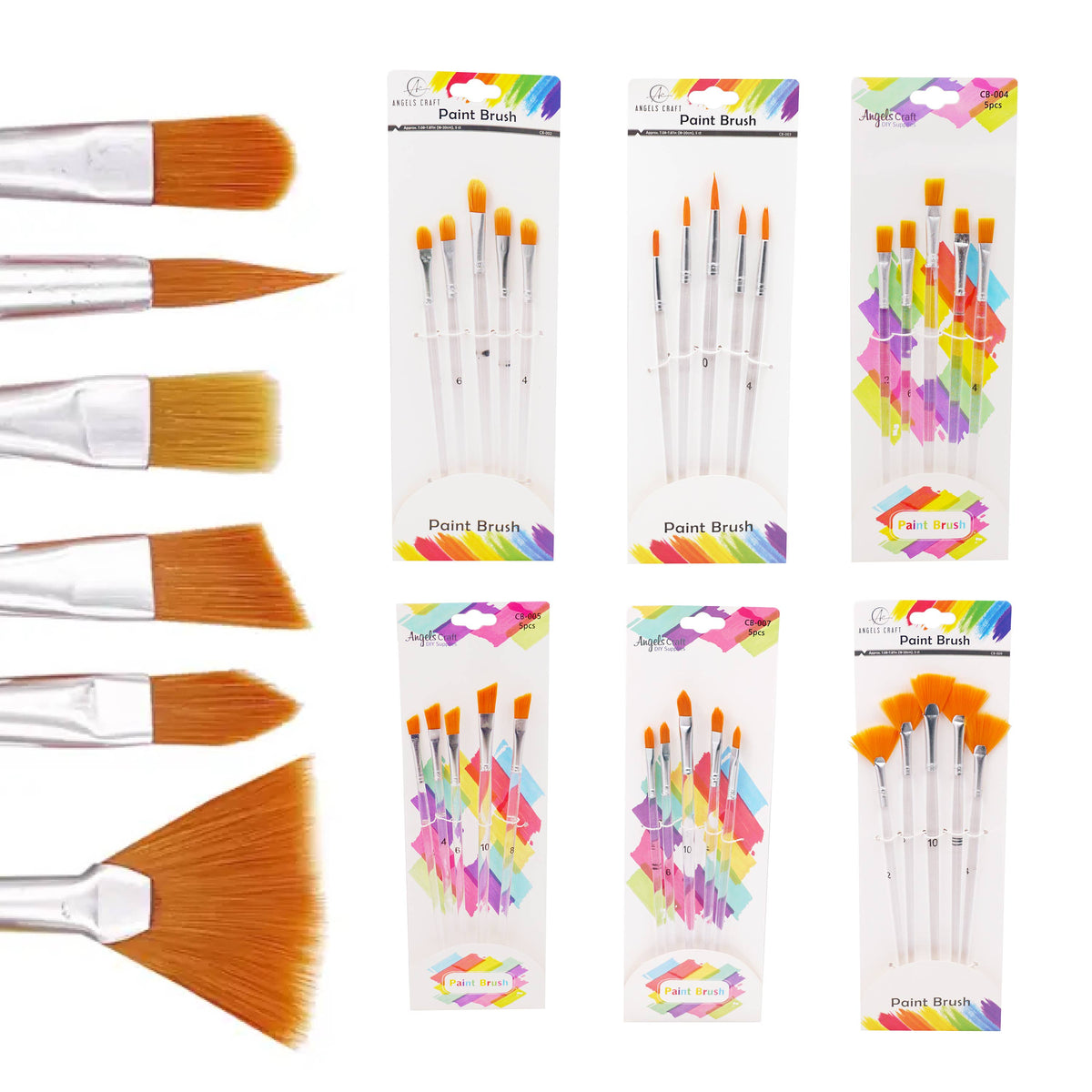 Paint Brush Set, 5 Brushes, Choose from 6 Styles
