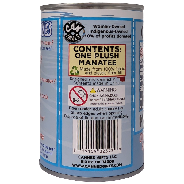 Becky the Canned Manatee - Eco-Friendly and Recycled Gift