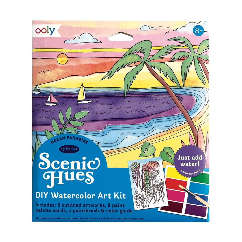 Scenic Hues: D.I.Y. Watercolor Art Kit - Ocean Paradise (17 PC Set)