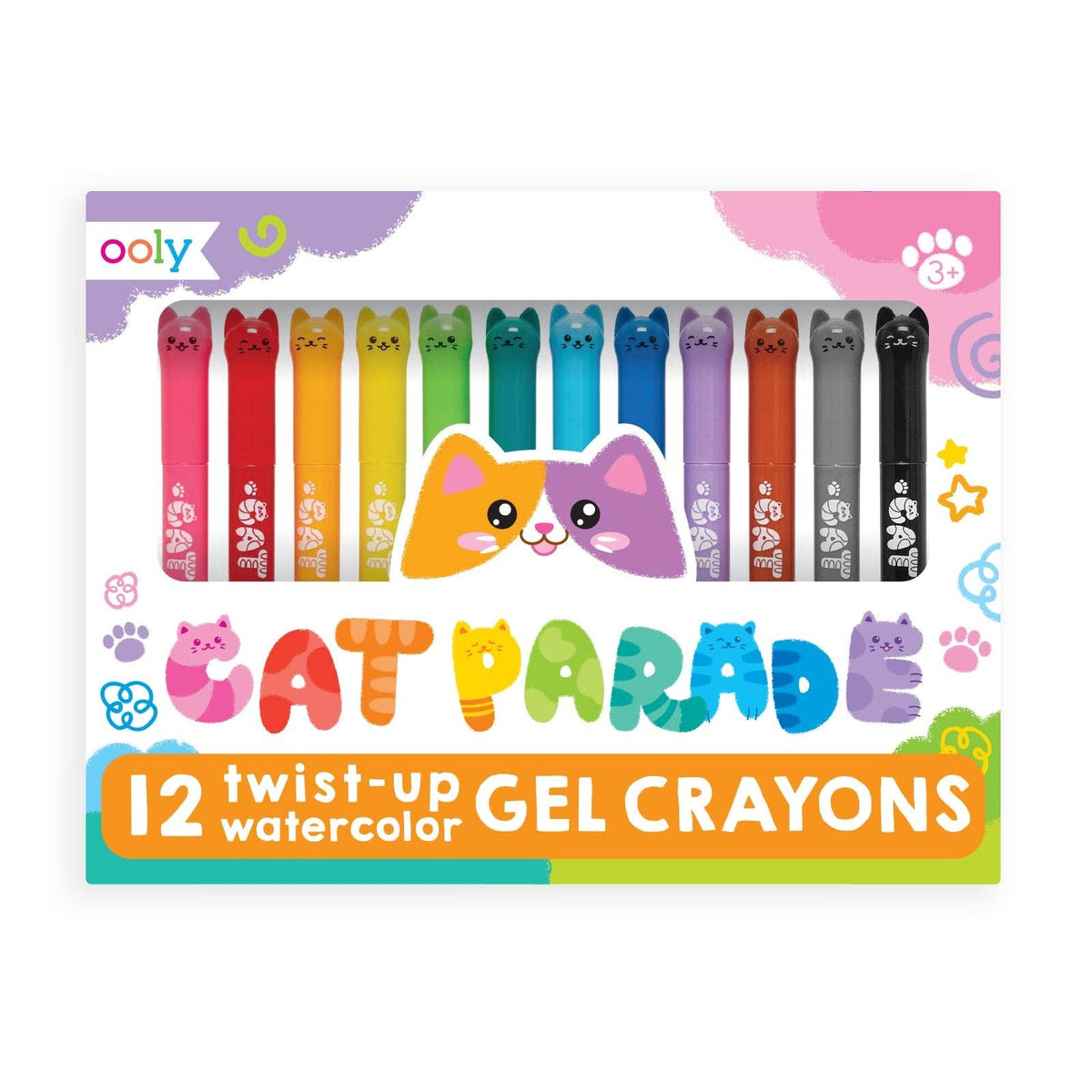 Cat Parade Twist-Up Watercolor Gel Crayons - Set of 12