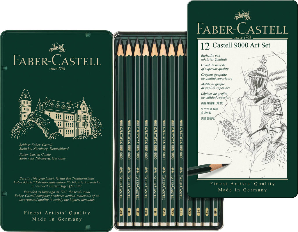 Castell 9000 Graphite Pencils, Art Set - Tin of 12
