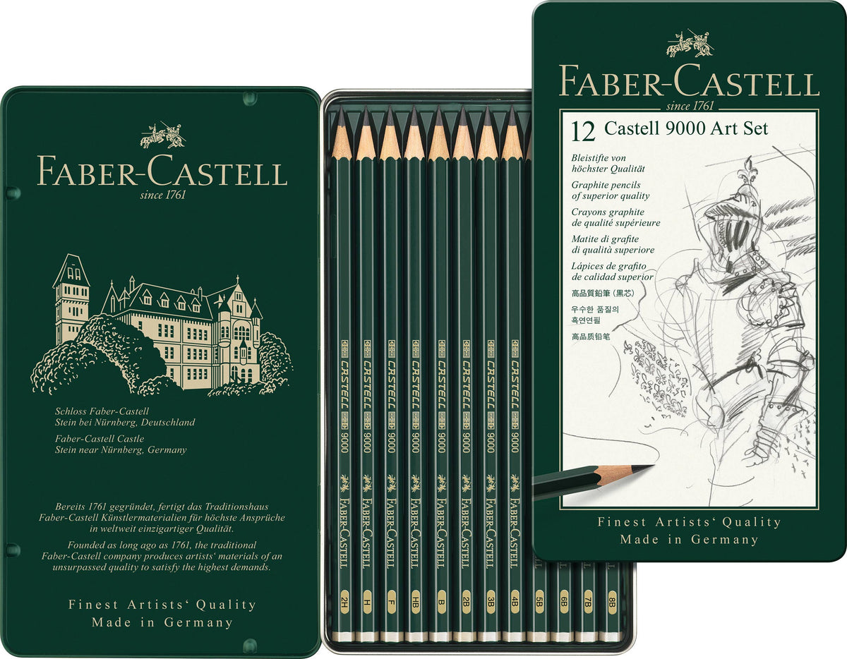 Castell 9000 Graphite Pencils, Art Set - Tin of 12