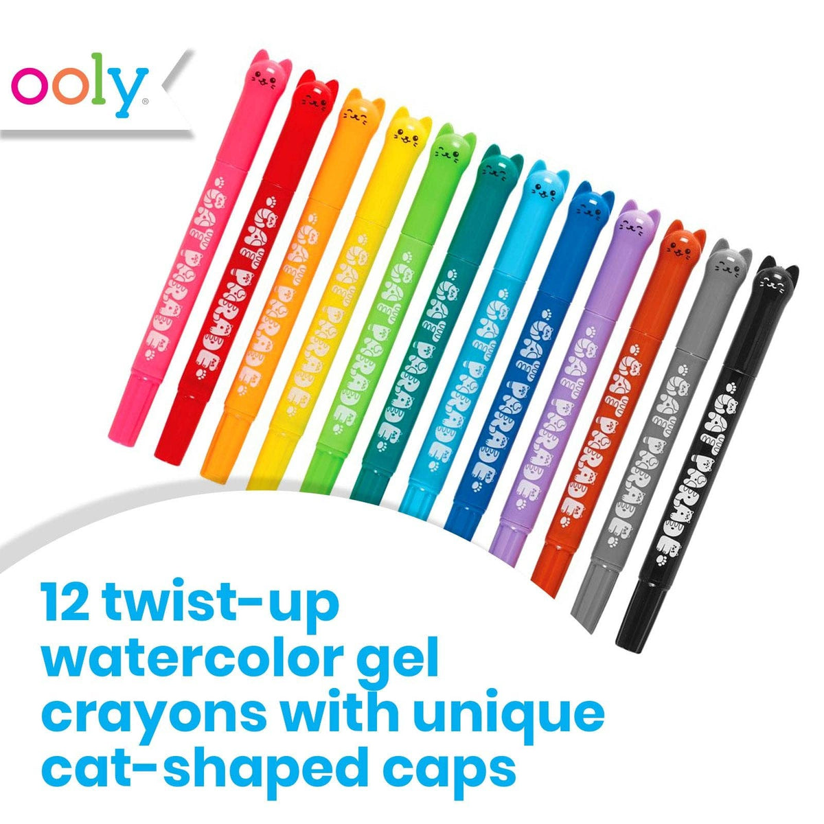 Cat Parade Twist-Up Watercolor Gel Crayons - Set of 12