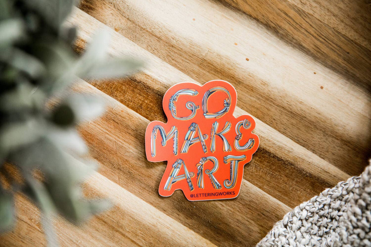Go Make Art Funky Lettering Vinyl Sticker