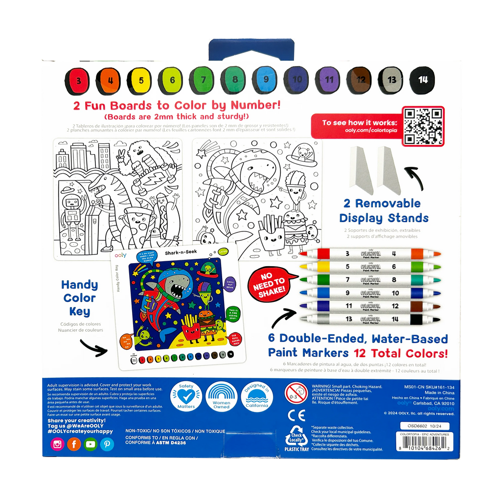 Colortopia: Paint Marker By Number Kit - Epic Adventures (8 PC Set)
