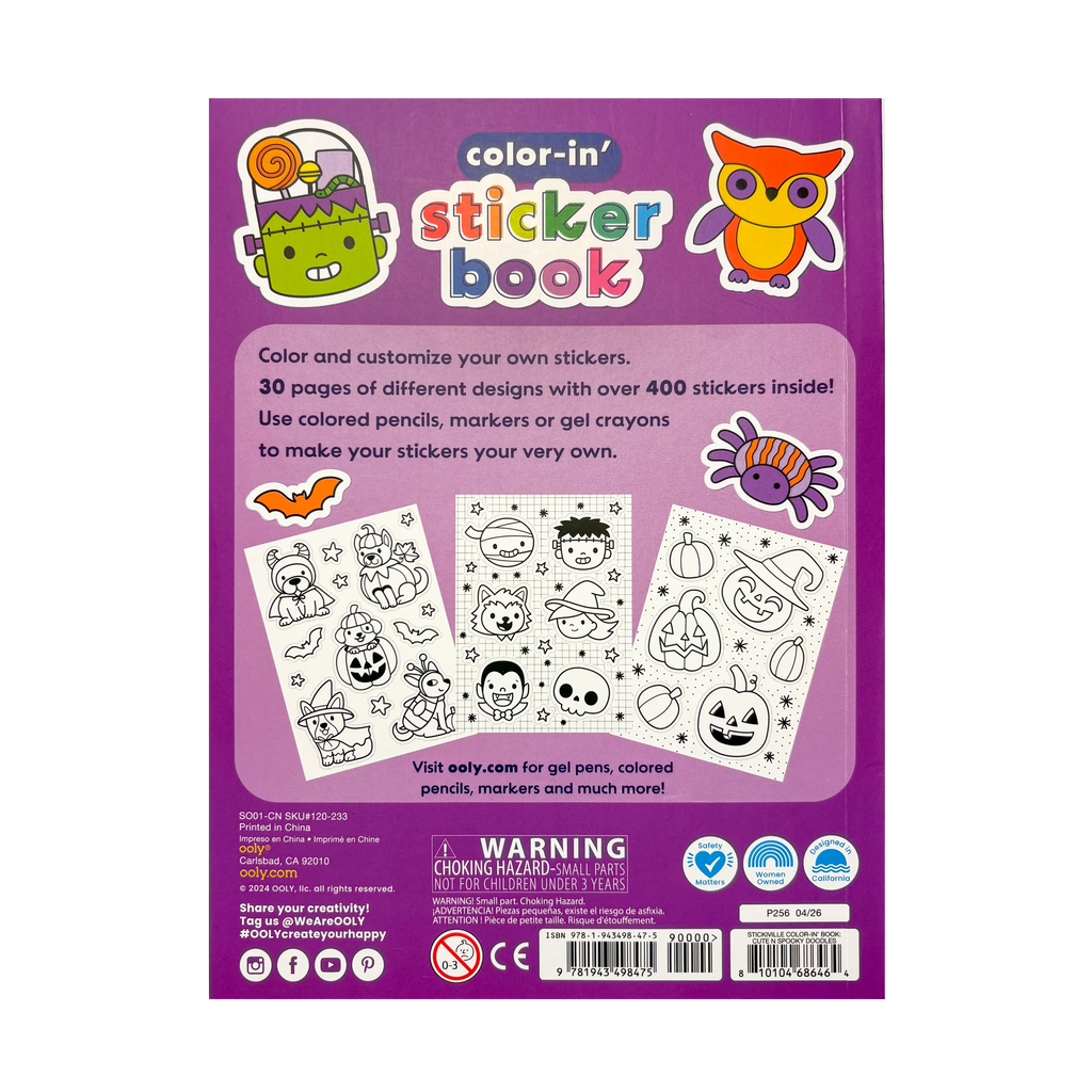 Stickiville Color-in' Sticker Book - Cute n Spooky Doodles - 30 Sheets