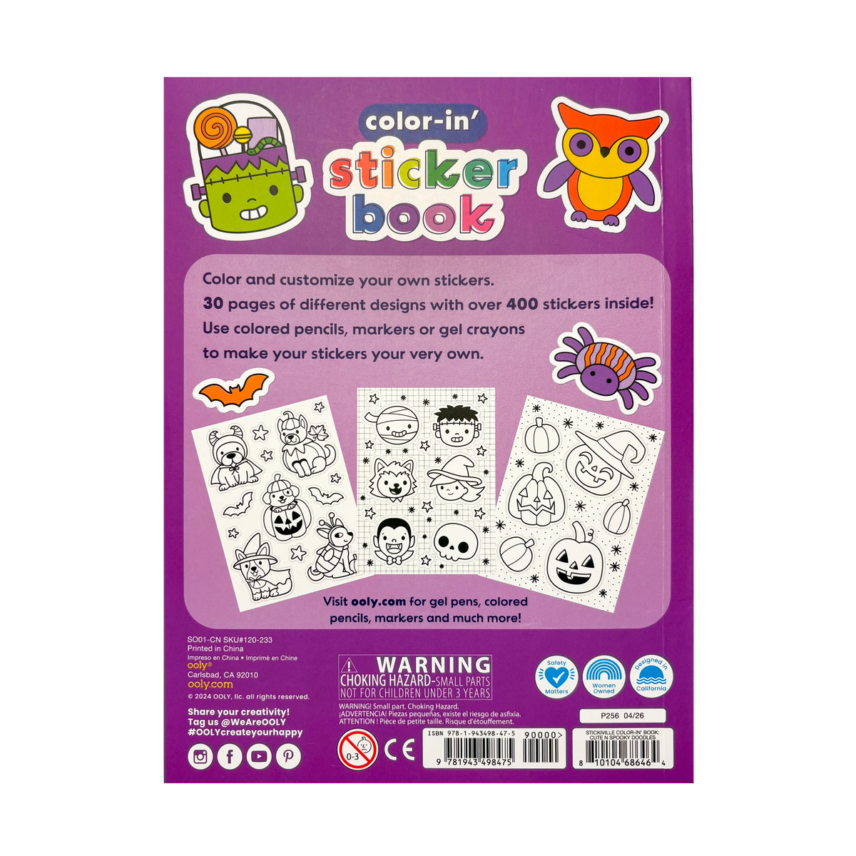 Stickiville Color-in' Sticker Book - Cute n Spooky Doodles - 30 Sheets