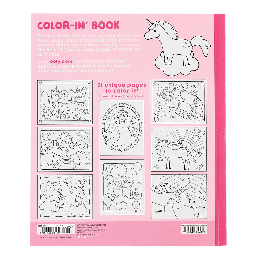 Color-in' Book - Enchanting Unicorns - 31 Pages